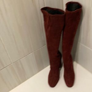 Wine suede boots vintage 4” heel 1” platform slightly worn